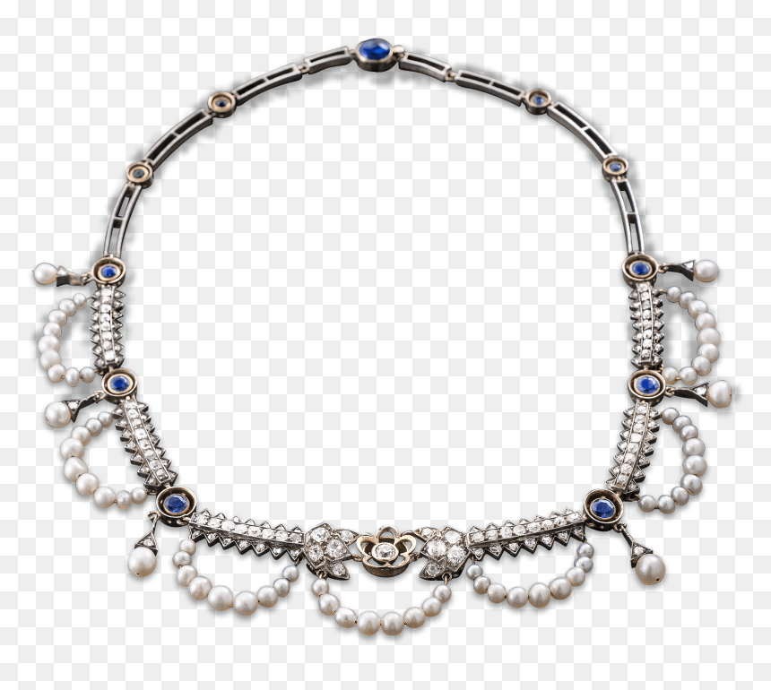 Victorian Saltwater Pearl And Diamond Necklace - Bracelet, HD Png Download - diamonds and pearls png
