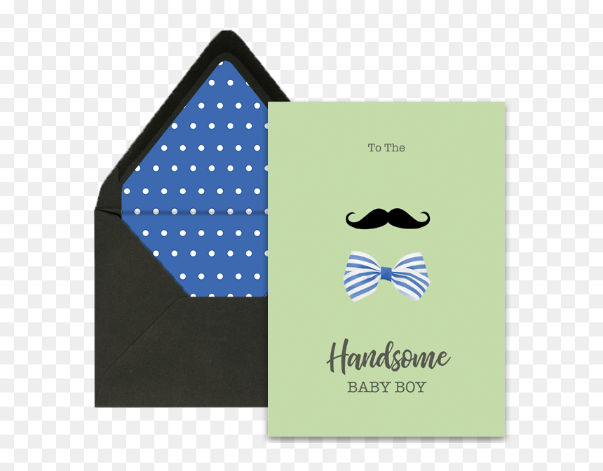 Mustache And Bow Newborn Greeting Card - Polka Dot, HD Png Download - italian mustache png