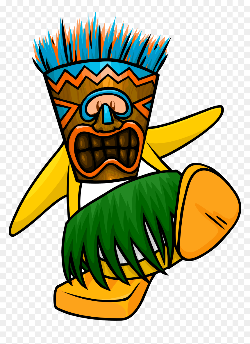 Club Penguin Wiki - Transparent Tiki Mask Png, Png Download - hula skirt png