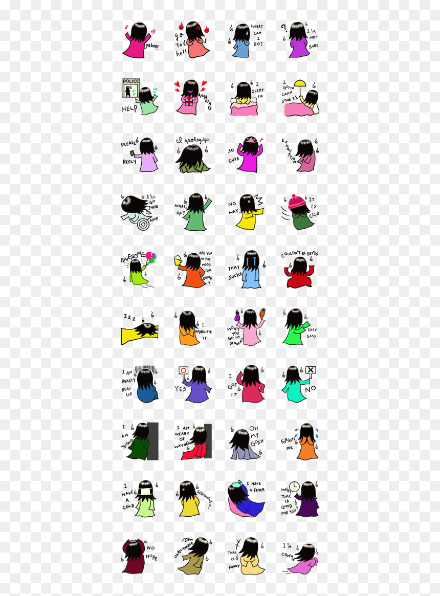 Japanese Ghost Yukochan With Angel Ring - Black Cat Line Sticker, HD Png Download - angel ring png