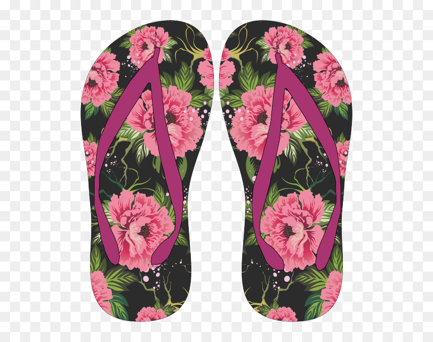 Chinelo Flores Rosas - Flip-flops, HD Png Download - chinelo png
