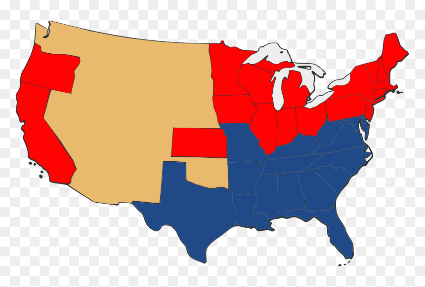 Slave And Free States Before The American Civil War-unbiased - Us Civil War Map, HD Png Download - american civil war png
