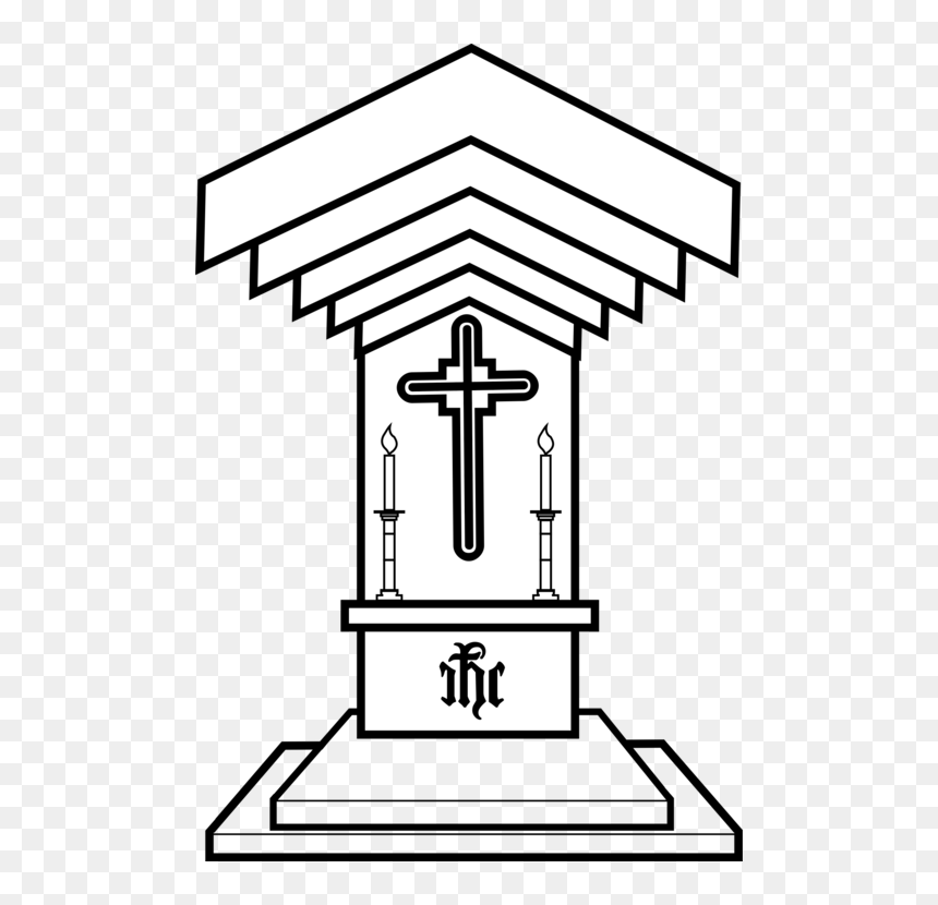 Line Art,area,symbol - Altar Black And White, HD Png Download - church vector png
