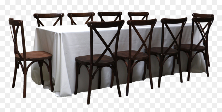 Banquet Table With 10 Mahogany Cross-back Chairs - Rectangular Banquet Table Png, Transparent Png - banquet table png