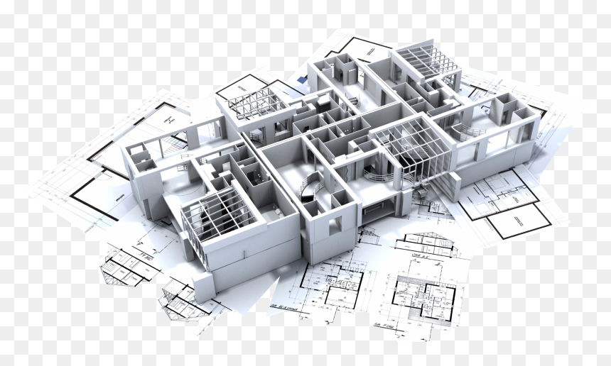 3d Structure Of Building, HD Png Download - house blueprint png