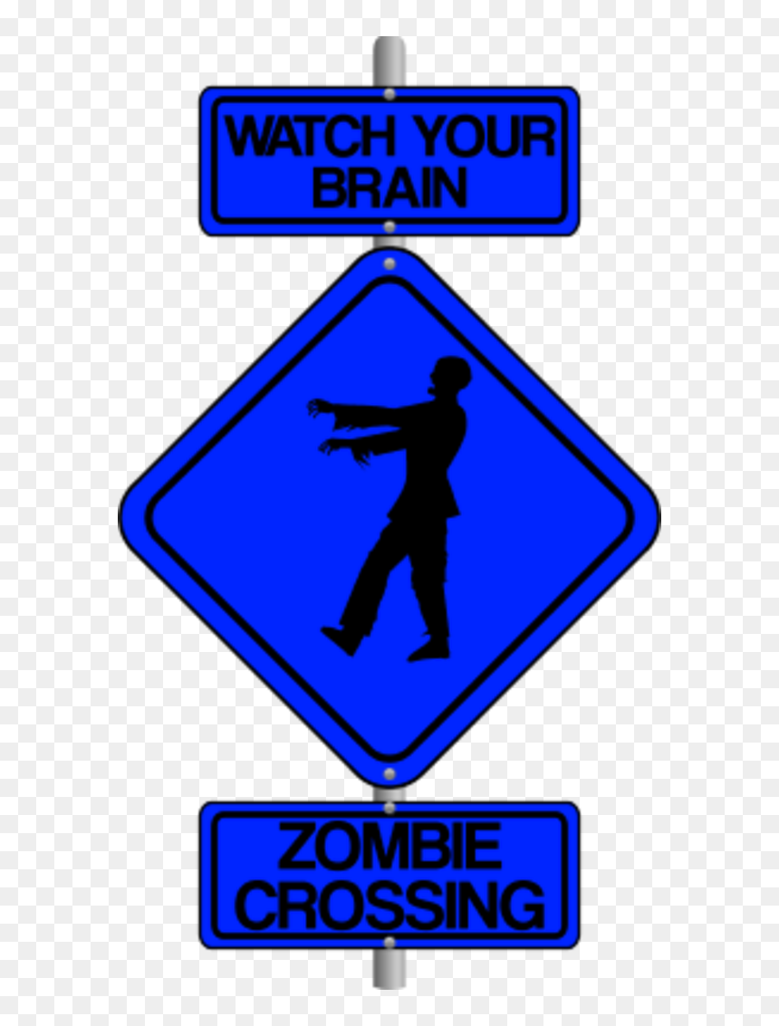 Zombie Crossing The Street Comic Traffic Sign - Traffic Sign, HD Png Download - zombie clipart png