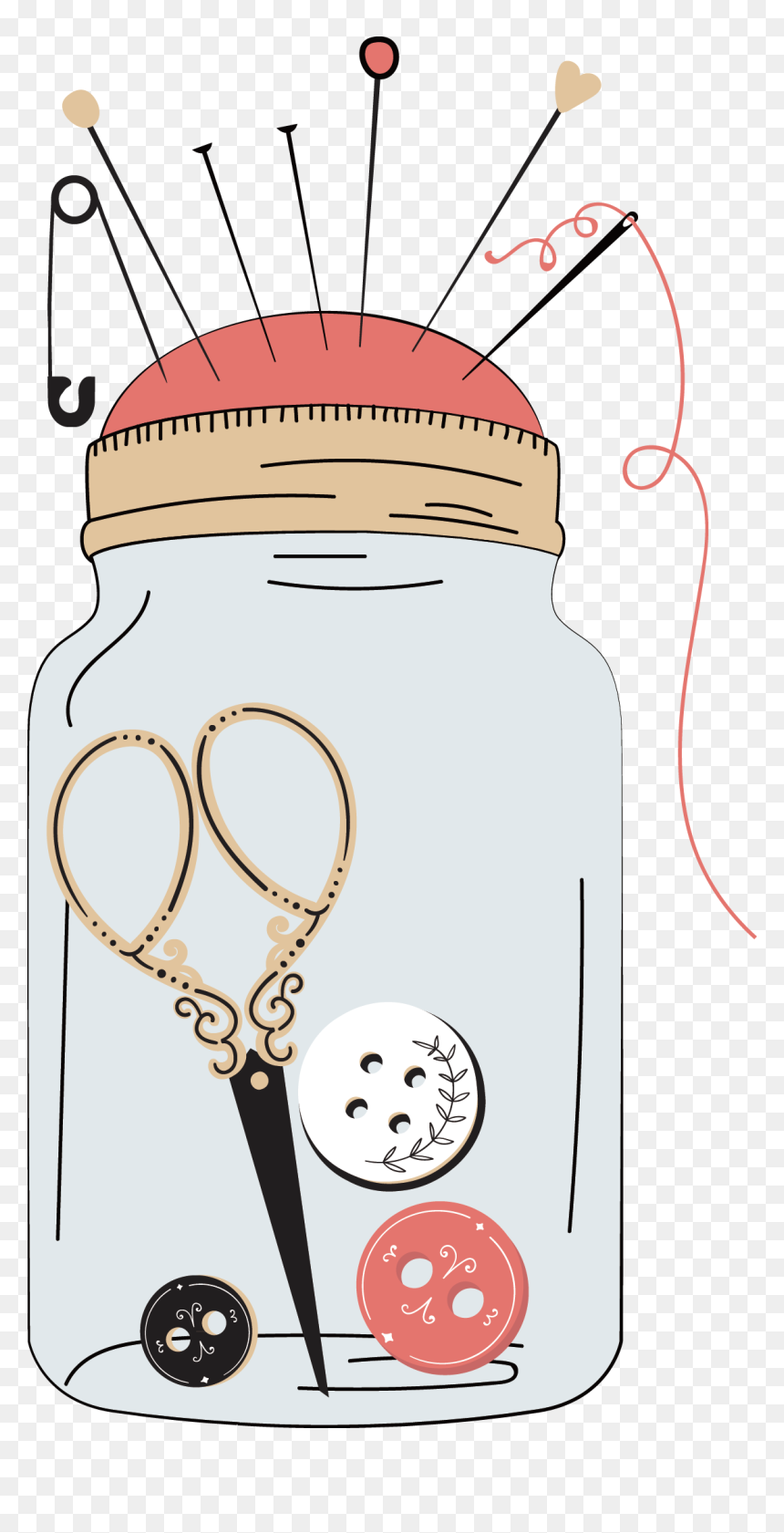 Transparent Sewing Needle Clipart - Sewing Clip Art, HD Png Download - sewing pin png