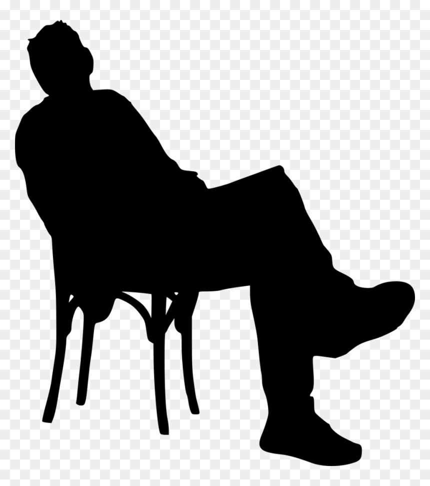 Sitting In Chair Silhouette - Silhouette, HD Png Download - chair silhouette png
