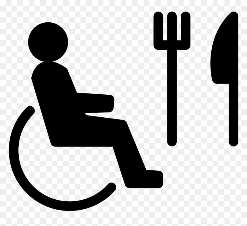 Person On Wheel Chair With Fork And Knife, HD Png Download - chair silhouette png