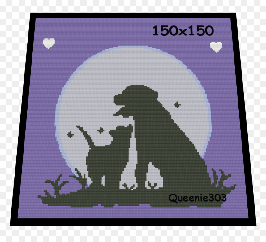 Cat Dog Love - Cross-stitch, HD Png Download - corgi silhouette png
