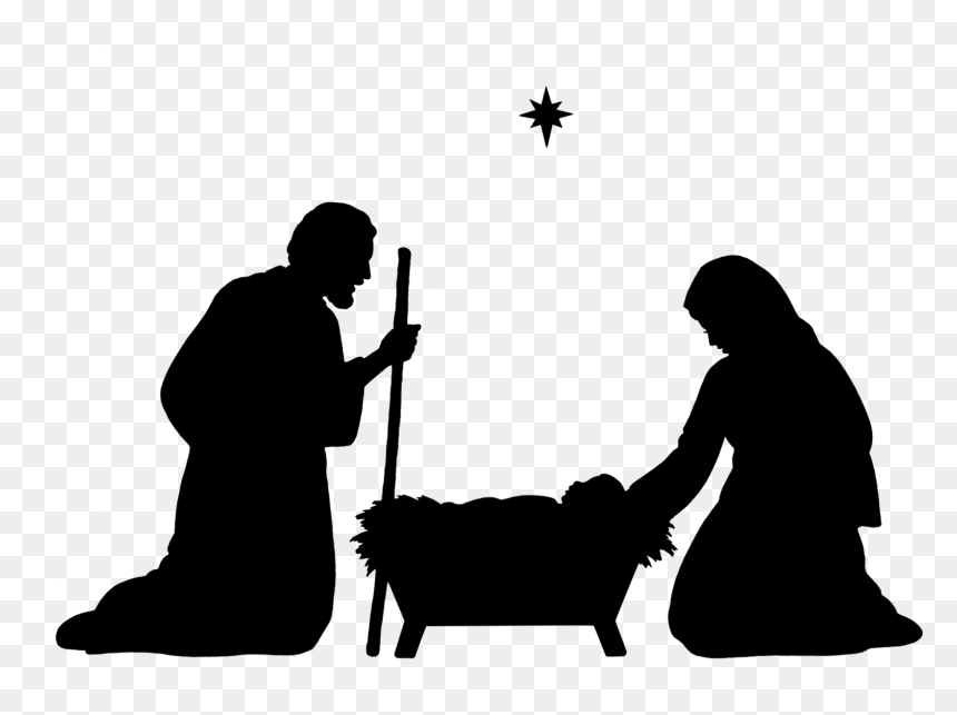 Mary Joseph And Baby Jesus Silhouette, HD Png Download - christmas silhouette png