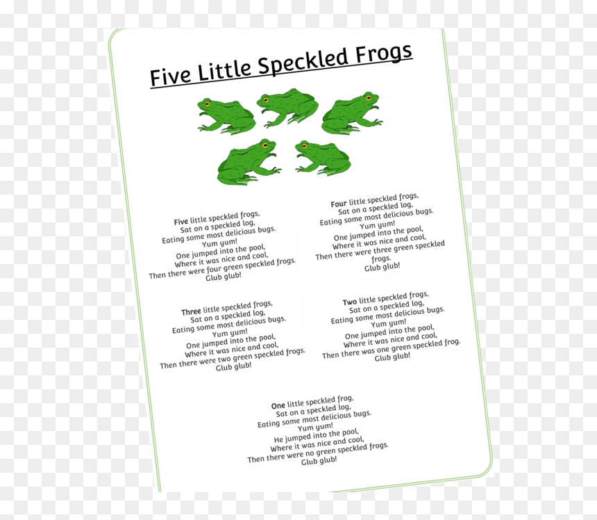 "five Little Speckled Frogs - Five Little Speckled Frogs Printable, HD Png Download - speckle png