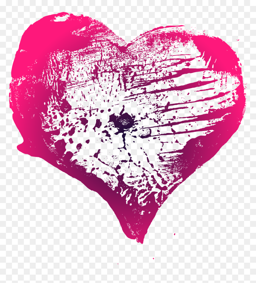 Grunge Heart 1 - Heart, HD Png Download - brush heart png