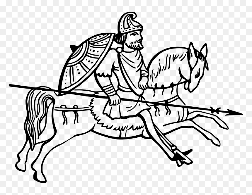 Anglo Saxon Horseman Medium - Anglo Saxon Black And White, HD Png Download - horseman png