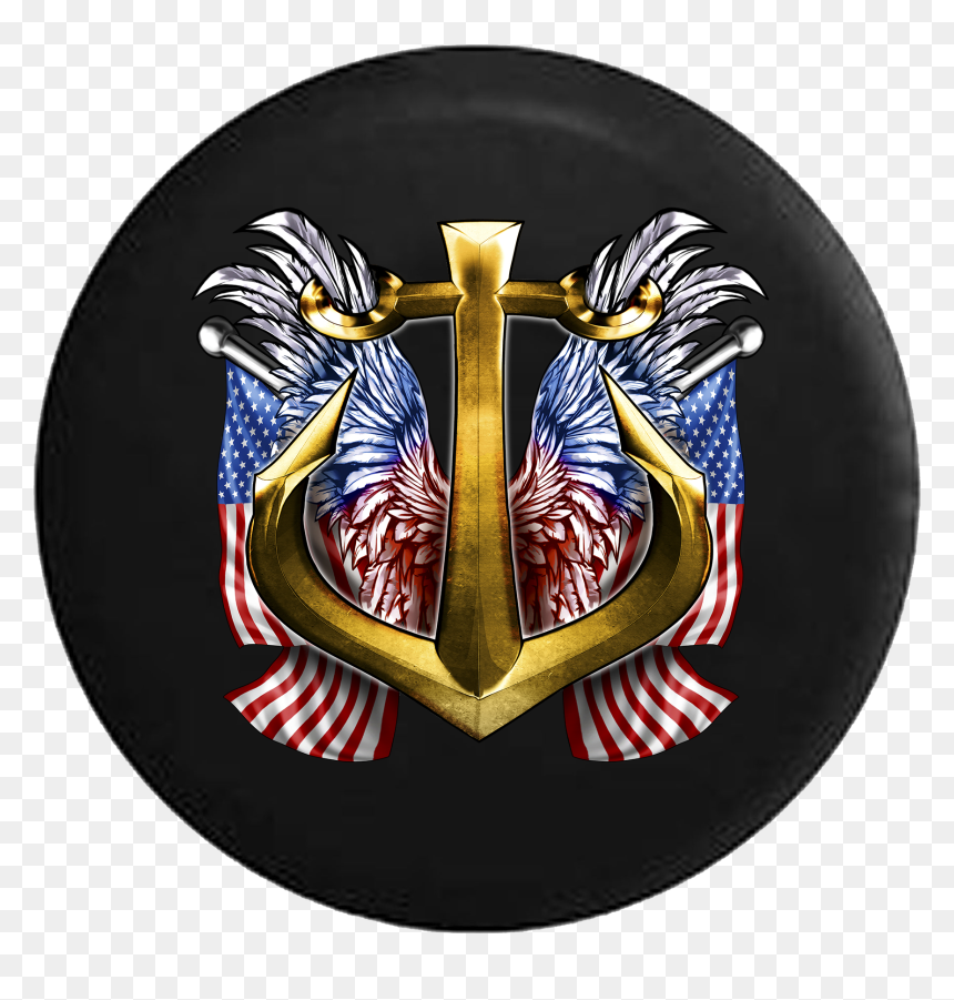 Golden Anchor With Red White & Blue Eagle Wings Rv - Decal, HD Png Download - golden wings png