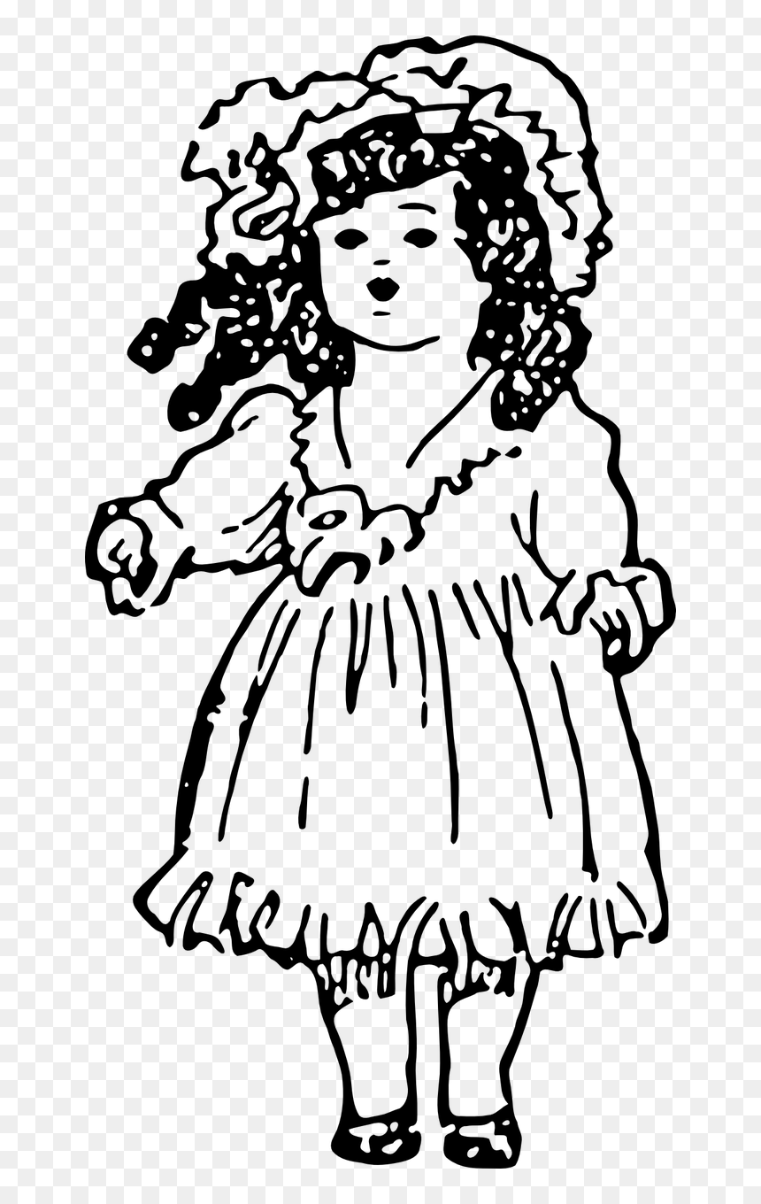 Doll Vector Png Black & White, Transparent Png - vintage doll png