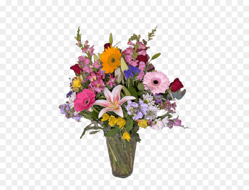 Flower Arrangement For All Occasions With Gerberas, - Bouquet, HD Png Download - stargazer lily png