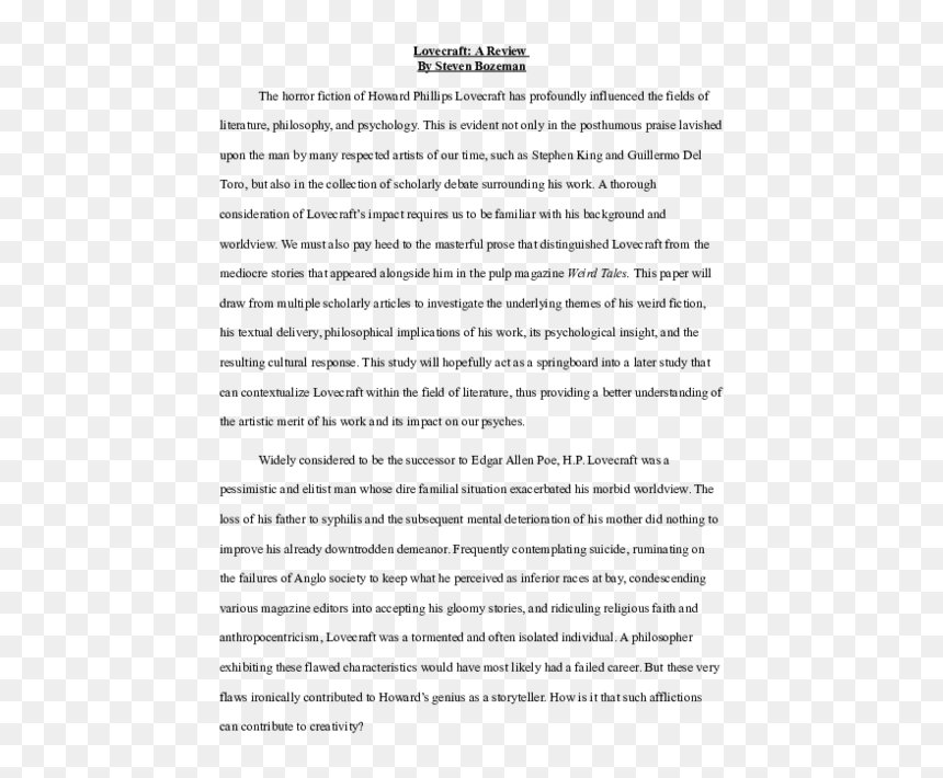 Essay, HD Png Download - lovecraft png