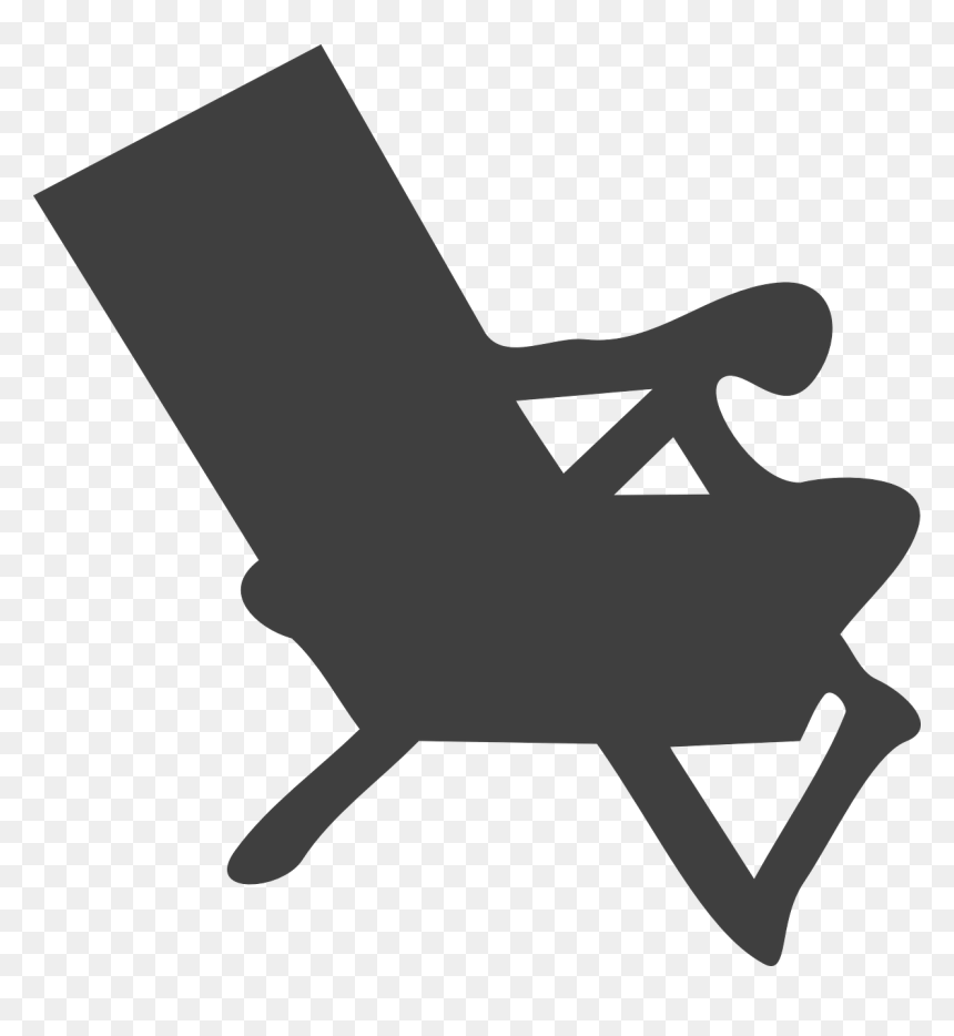 Beach Chair Silhouette Png, Transparent Png - beach umbrella clipart png