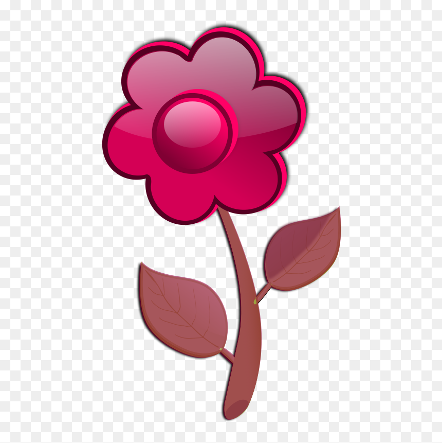 Pink,plant,flower - Clip Art Flower Stems, HD Png Download - pink flower vector png