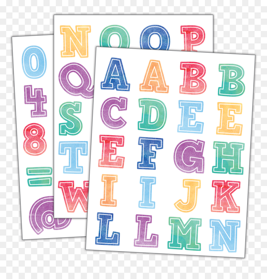Watercolor Alphabet Stickers - Sticker, HD Png Download - watercolor hearts png