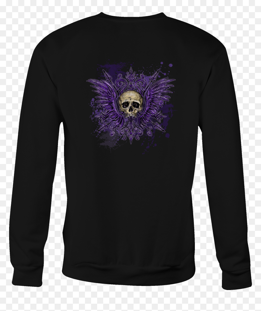 Crewneck Sweatshirt Winged Skull Gothic Shirt For Men - Long-sleeved T-shirt, HD Png Download - gothic skull png