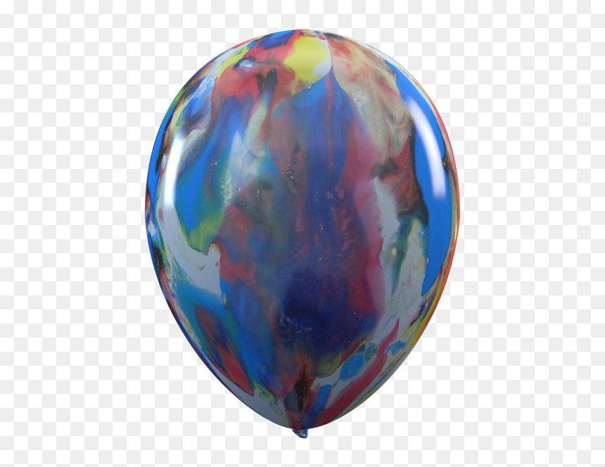 6 Multicoloured Balloons, 12" - Balloon, HD Png Download - marble ball png