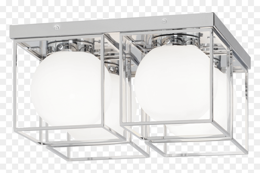 Chrome Flush Mounts With Circle Bulbs And Square Frames - Architecture, HD Png Download - chrome circle png