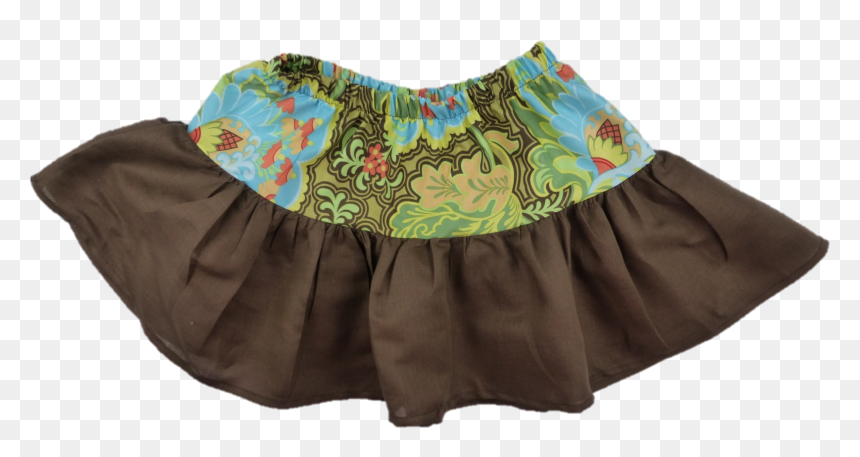 Brown Linen Cotton Print Ruffle Skirt - Miniskirt, HD Png Download - ruffle png