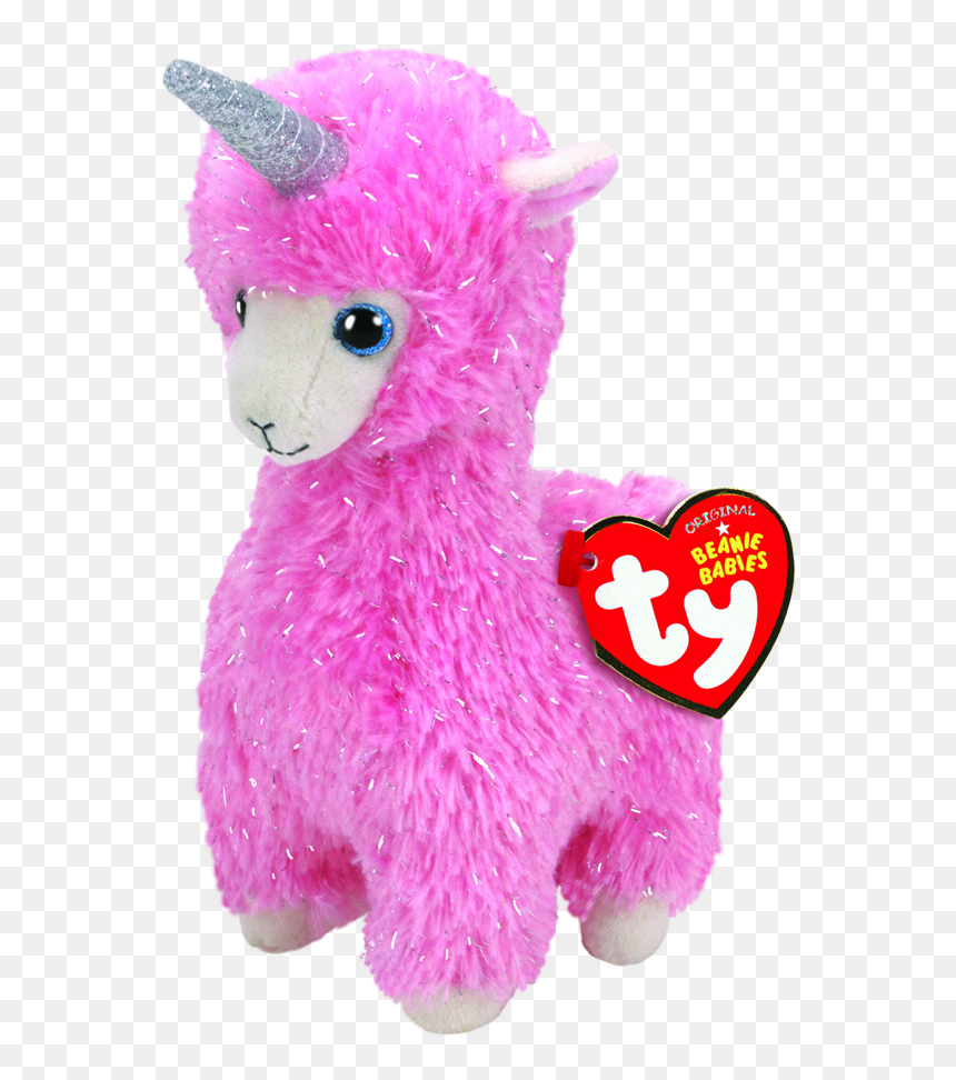 Lana The Pink Llama With Horn Regular Beanie Babies"
 - Ty Toys, HD Png Download - llama head png