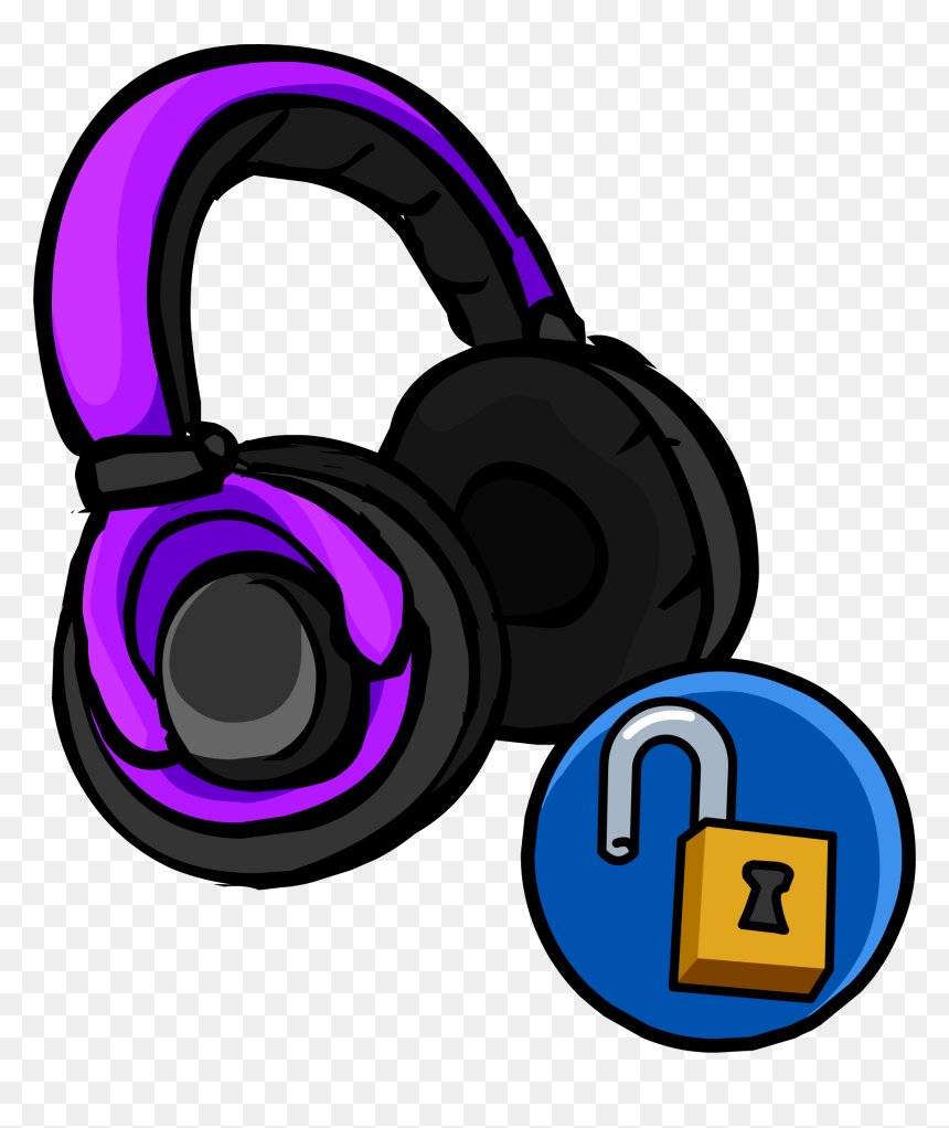 Purple Clipart Headphone - Free Penguin Codes Dress, HD Png Download - headphones clip art png