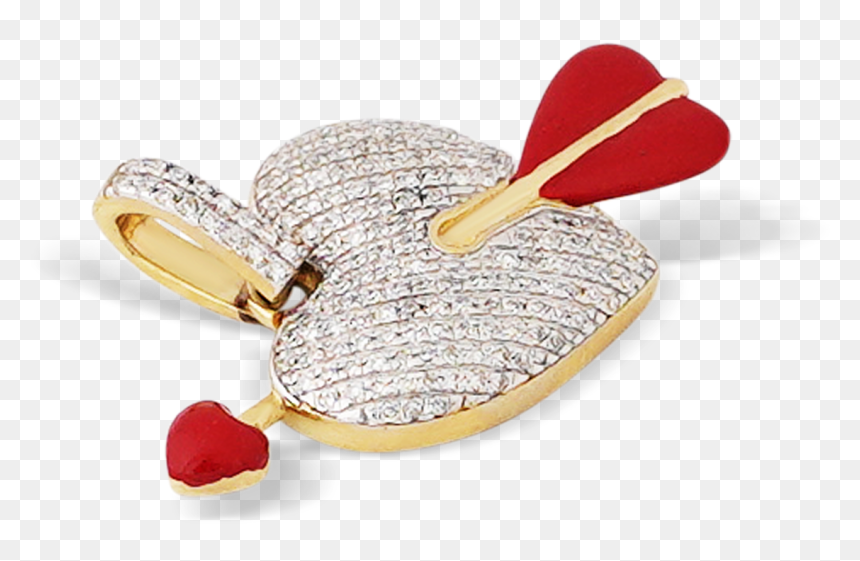 10k Yellow Gold Bubble Arrow Heart - Body Jewelry, HD Png Download - heart and arrow png
