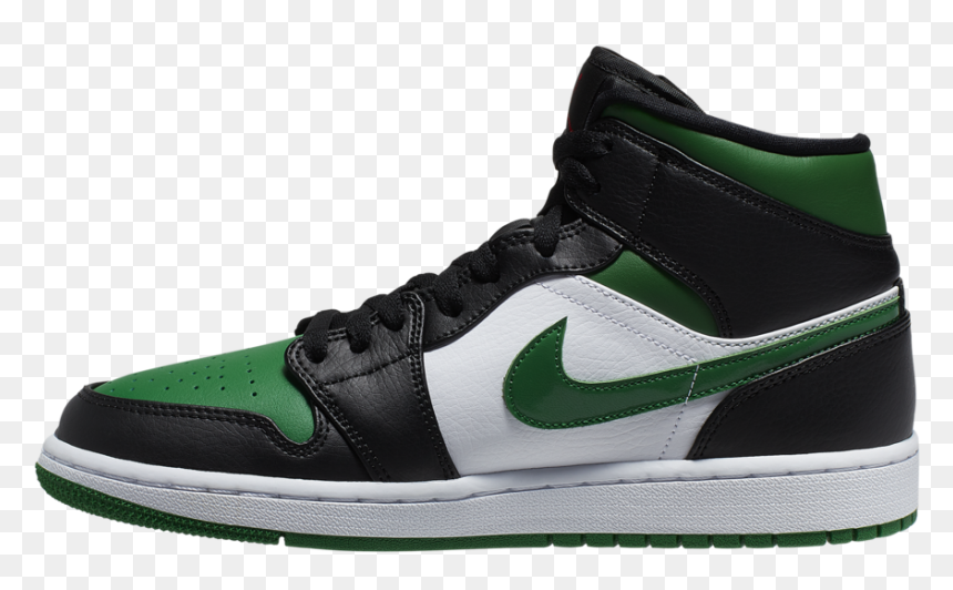 Air Jordan Mens 1 Mid, HD Png Download - green swoosh png