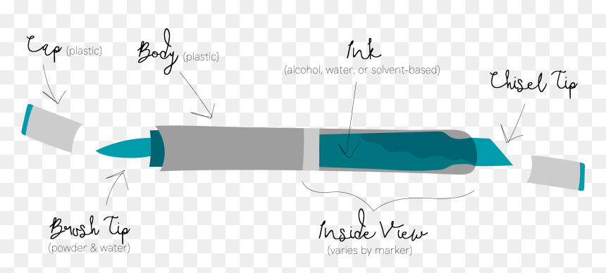 Anatomy Of An Art Marker - Anatomy Of A Marker, HD Png Download - crayola markers png