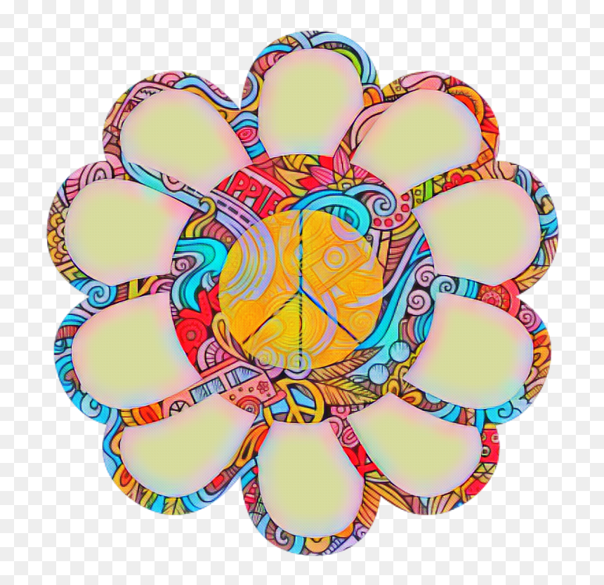 #peace #peacesign #hippie #sign #flowerpower - Circle, HD Png Download - hippie flowers png