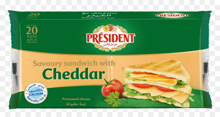 President Cheddar Cheese Slice, HD Png Download - tomato slices png