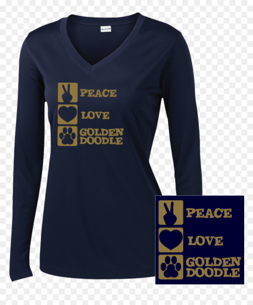 Peace Love Goldendoodle - Twill Taped Neck Hoodie, HD Png Download - golden doodle png