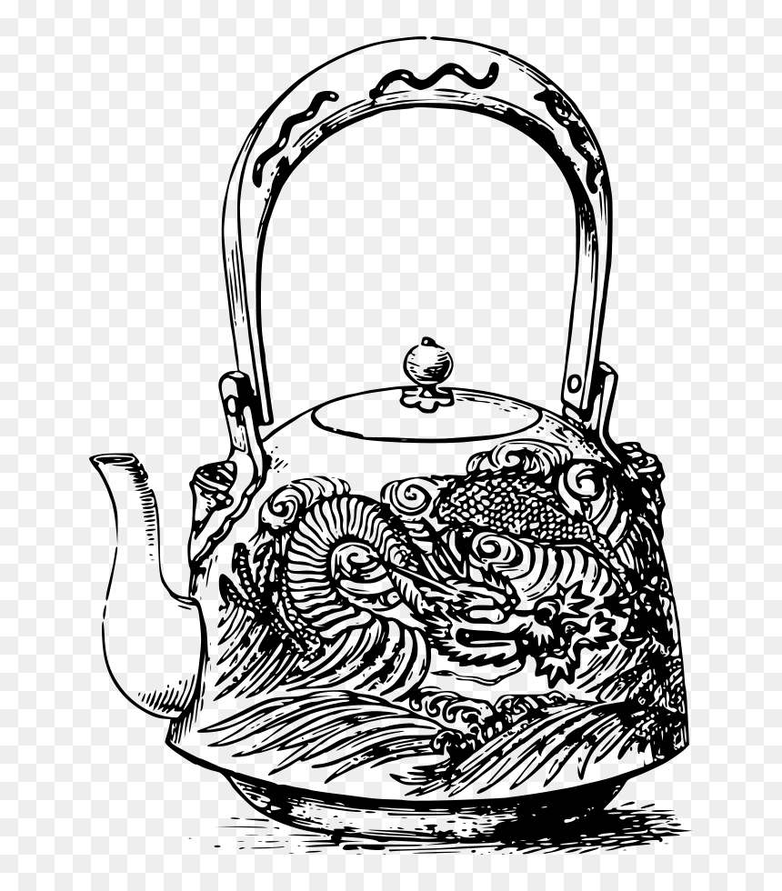 Line Art,cookware And Bakeware,monochrome Photography - Tea Pot Clip Art, HD Png Download - teacup drawing png