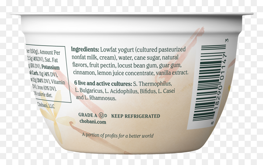 Chobani Madagascar Vanilla Cinnamon Nutrition Facts, HD Png Download - chobani png