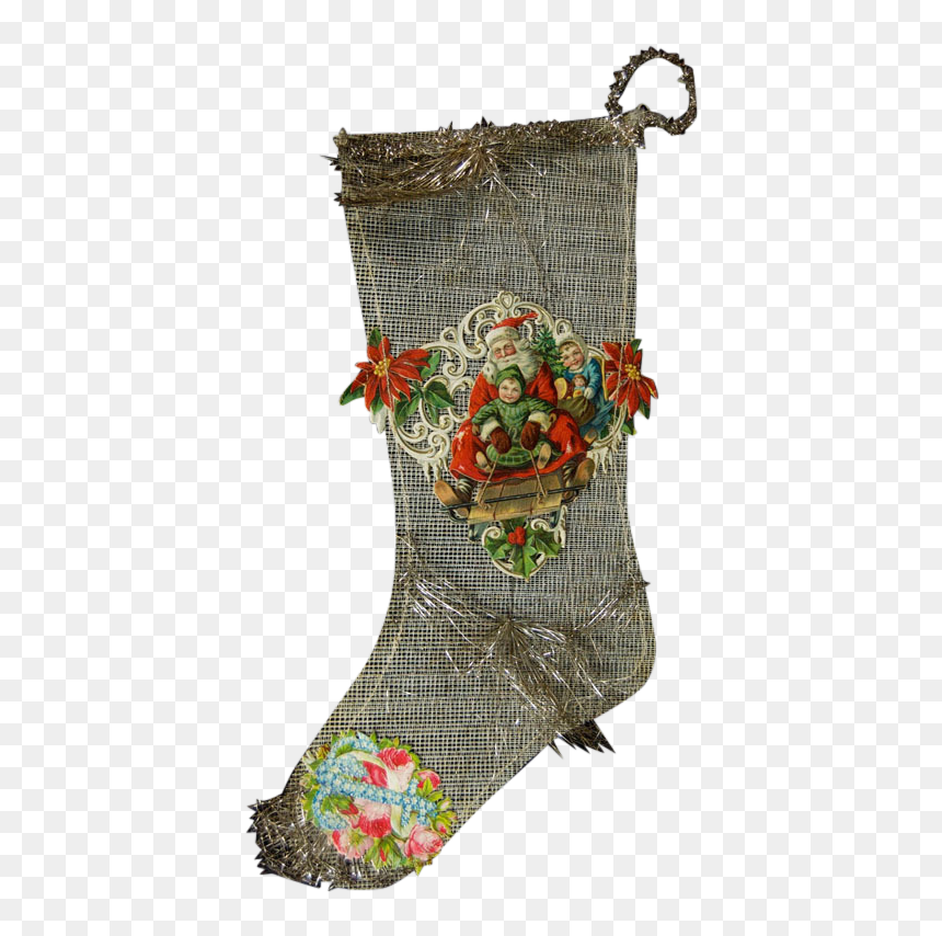 Victorian Christmas Stocking Transparent, HD Png Download - christmas tinsel png