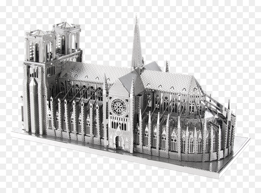 Notre Dame Metal Model Kit - Notre Dame Metal Model, HD Png Download - gothic architecture png