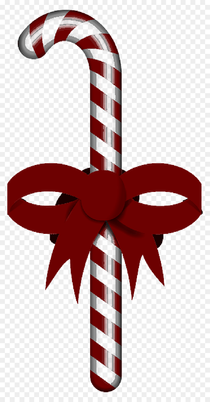 Red, Stick, Ribbon, Candy, Christmas, Bow - Candy Cane Clip Art, HD Png Download - red ribbon bow png