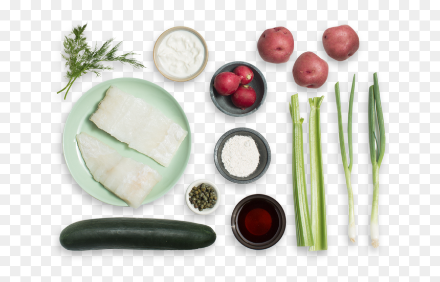 Seared Cod & Potato Salad With Radishes, Crispy Capers - Diet Food, HD Png Download - radishes png