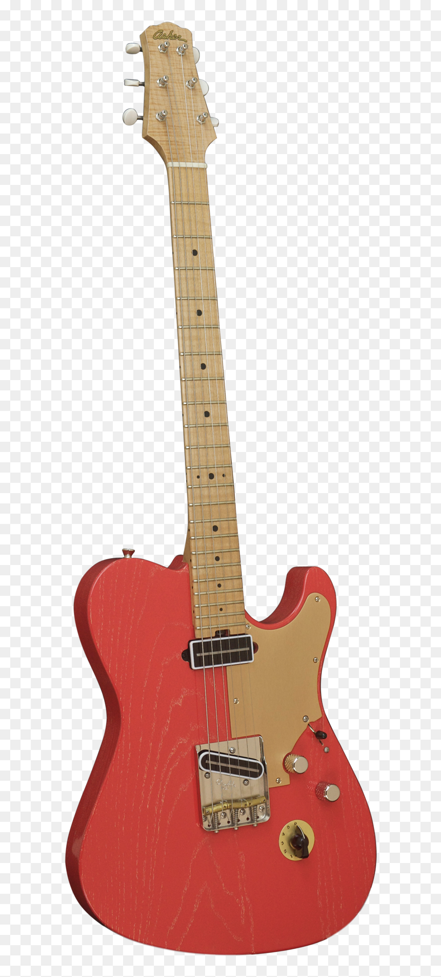 Sold Asher T Deluxe Coral Nitro Guitar With Slim C - Electric Guitar, HD Png Download - guitar headstock png
