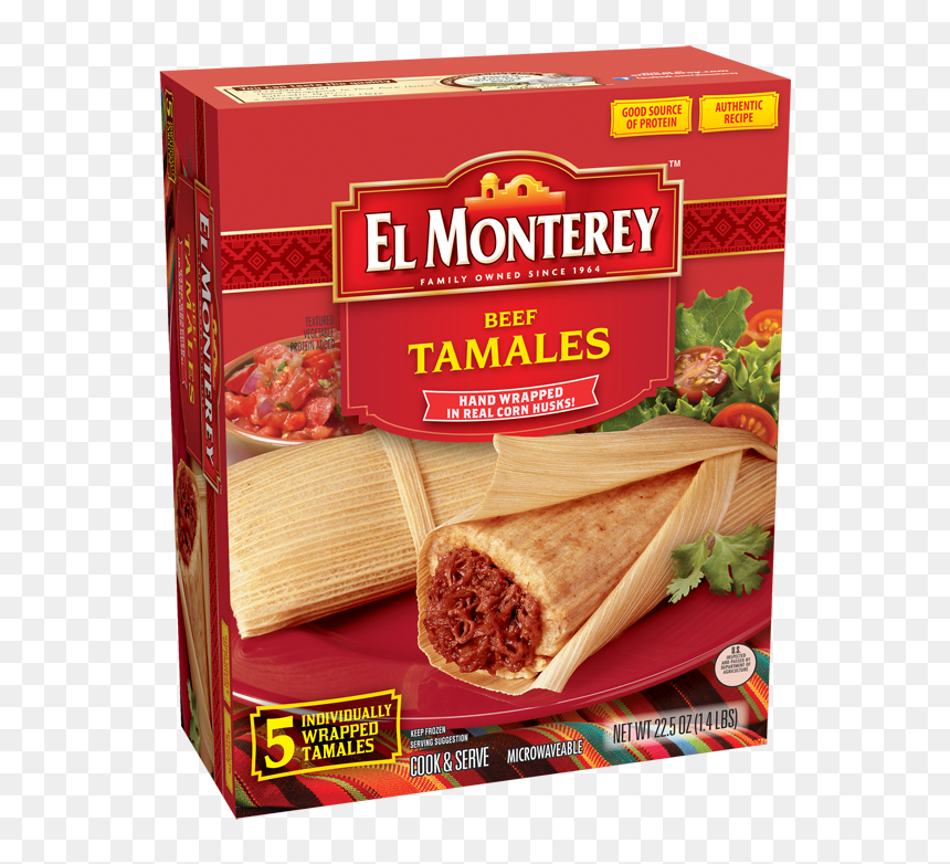 Frozen Tamales With Beef - El Monterey Beef Tamales, HD Png Download - tamale png