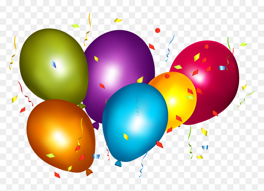 Balloons And Confetti Transparent, HD Png Download - confetti png