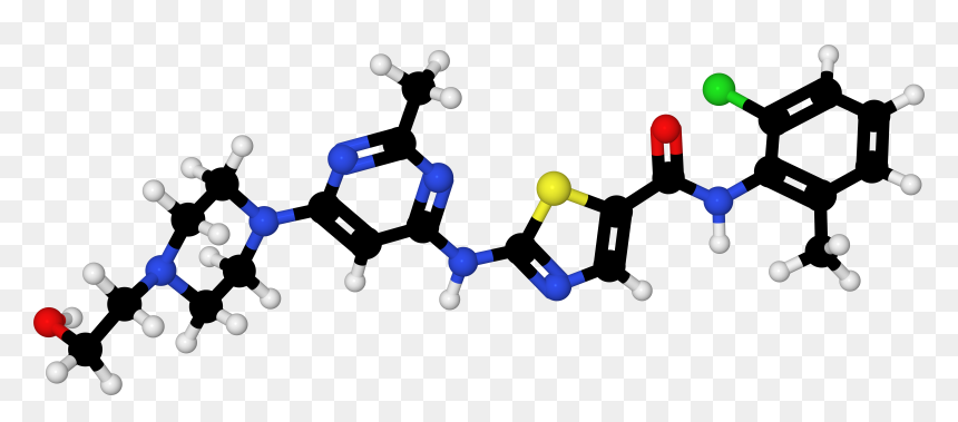 Dasatinib 2gqg Ball And Stick - Ball-and-stick Model, HD Png Download - ib png