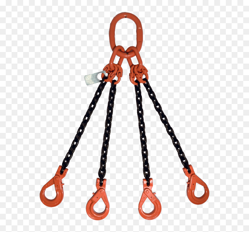 4 Leg With Self Locking Hook Qosl Gr-100 Chain Sling - 4 Leg Chain Sling Hook, HD Png Download - crane hook png