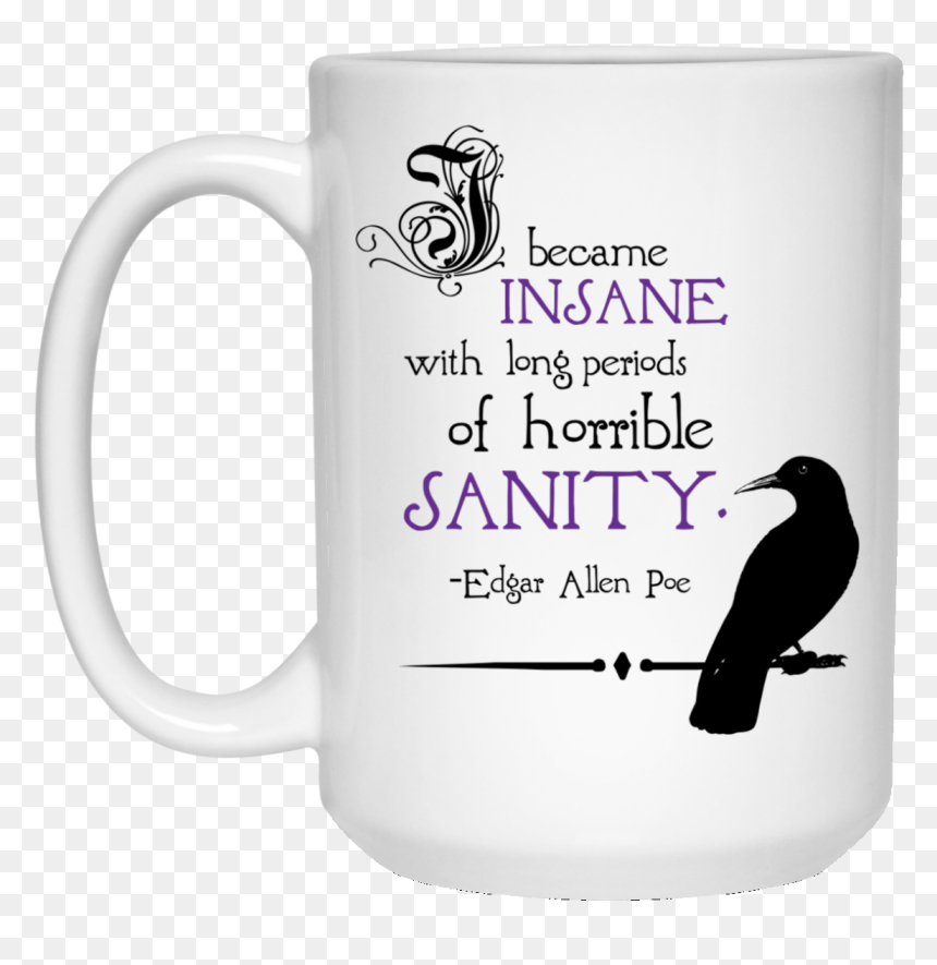 Coffee Mug With Raven And Edgar Allen Poe Quote - Poop Emoji Coffee Mugs, HD Png Download - edgar allan poe png