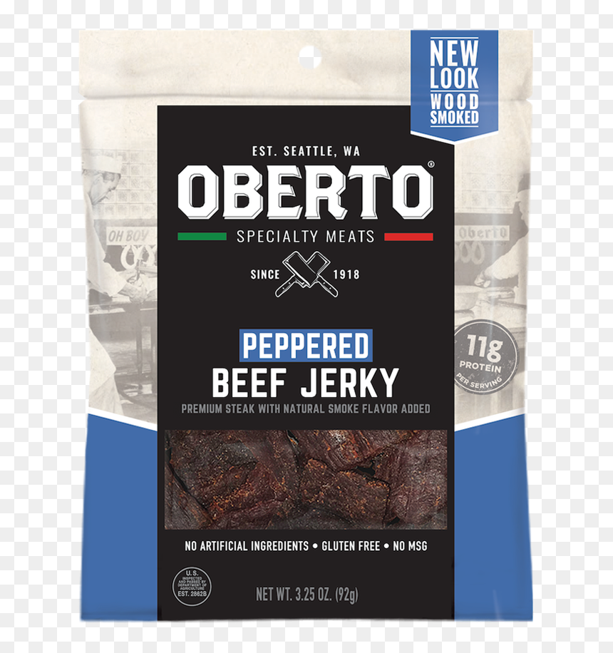 Peppered-front - Oberto Butchers Cut Bacon Jerky, HD Png Download - smoke stock png